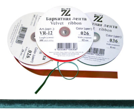 Лента бархатная 12 мм 16.5 м ±0.5 м VR-12 "BLITZ" "Атекс" г. Пермь