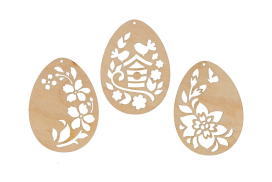 ВД-881 Набор резных яиц фанера 6 х 4.4 х 0.3 см 3 штуки "Атекс" г. Пермь