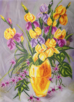 Кристальная (алмазная) мозаика "ФРЕЯ" №05 ALVR-22 081 "Ирисы в вазе" 33 х 44.5 см СК/Распродажа  "Атекс" г. Пермь