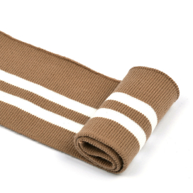 Подвяз трикотажный полиэстер TBY.73005 св.коричневый с белыми полосами 6х80см "Атекс" г. Пермь