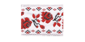 Лента жаккардовая 25 мм "GAMMA" TRJ-56 10 м отделочная белый/красный "Атекс" г. Пермь