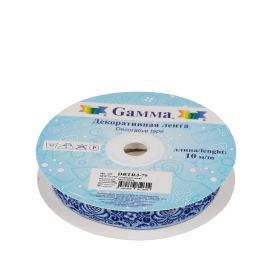 Лента жаккардовая 22 мм "Gamma" DBTRJ-79 10 м голубой/синий "Атекс" г. Пермь