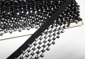 Тесьма со стразами "плетенка" S139-B 35мм 9.1м ЧЕРНЫЙ "Атекс" г. Пермь