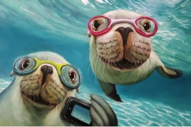 Картина по номерам на холсте GX27353 "Селфи морских котиков" 40x50 см "Атекс" г. Пермь