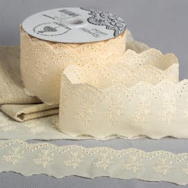 Шитье KRUZHEVO ТСВ-20S10 55 мм молочный хлопок 13,71м "Атекс" г. Пермь