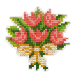 "ФРЕЯ" ALVM-031 Кристальная мозаика (алмазная вышивка) магнит "Букетик" 8,5 х 8,5 см "Атекс" г. Пермь