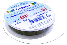 "GAMMA" Проволока для бисера DP 100м ±5м под серебро "Атекс" г. Пермь
