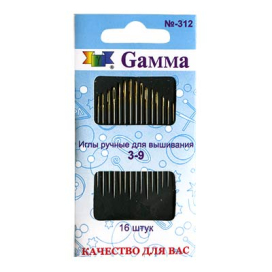 Иглы для шитья ручные "Gamma" N-312 для вышивания №3-9 16 шт "Атекс" г. Пермь