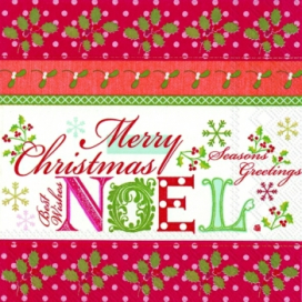 "IHR" Салфетки бумажные для декупажа, 25х25 см, IHR-C509210 "Ноэль", красный, упаковка 20 шт. СК "Атекс" г. Пермь