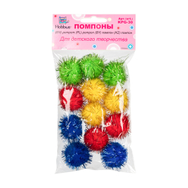 "Hobbius" KPG-30 Помпоны 30 мм 15 шт ассорти "Атекс" г. Пермь