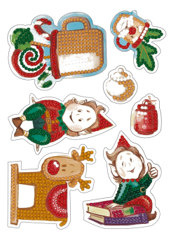 "ФРЕЯ"  ALVN-103 наклейки Кристальная мозаика (алмазная вышивка) "Гномы" 19.5x14 см Заполнение:Част "Атекс" г. Пермь