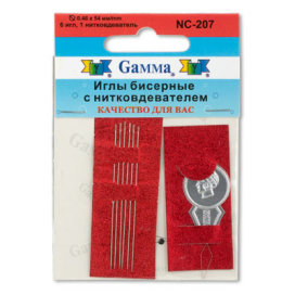 "GAMMA" Иглы бисерные NС-207 6 шт с нитковдевателем "Атекс" г. Пермь